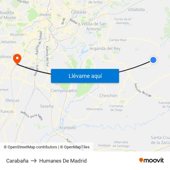 Carabaña to Humanes De Madrid map