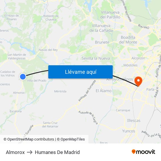 Almorox to Humanes De Madrid map