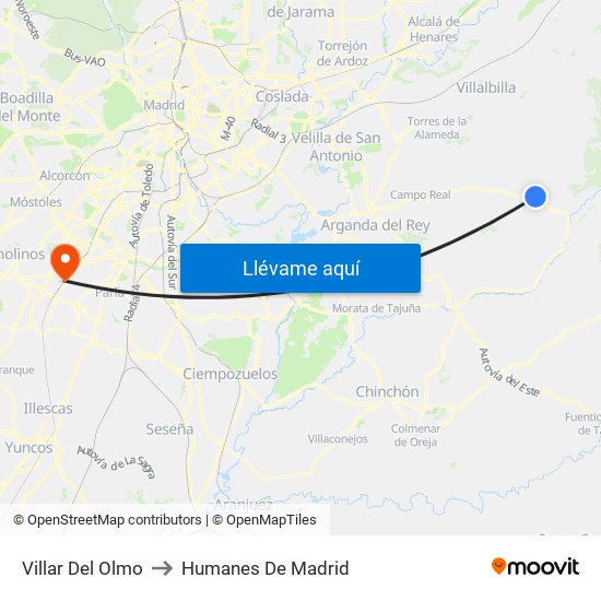 Villar Del Olmo to Humanes De Madrid map