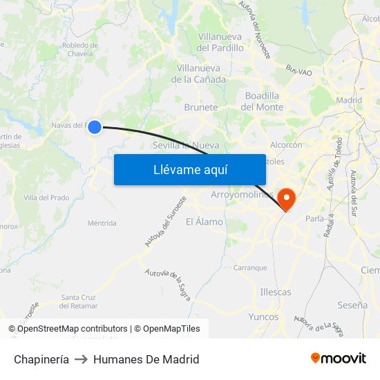 Chapinería to Humanes De Madrid map