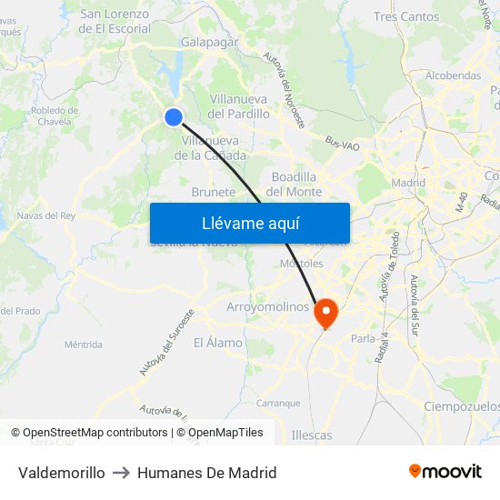 Valdemorillo to Humanes De Madrid map