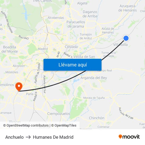 Anchuelo to Humanes De Madrid map