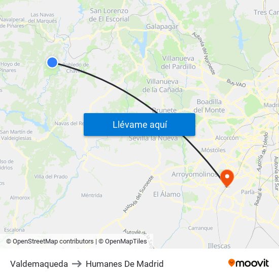 Valdemaqueda to Humanes De Madrid map