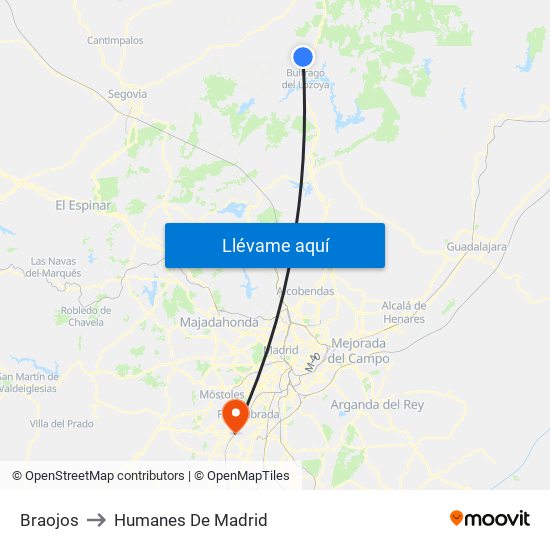 Braojos to Humanes De Madrid map