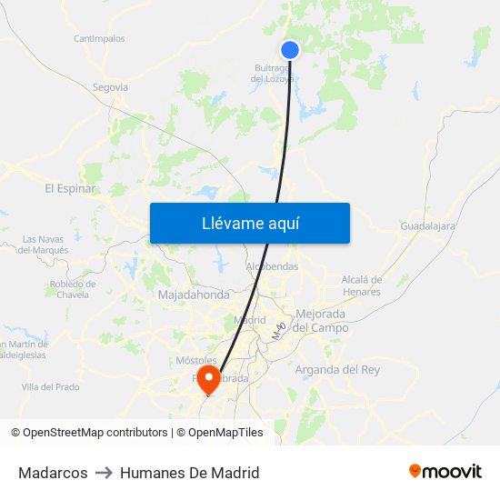 Madarcos to Humanes De Madrid map