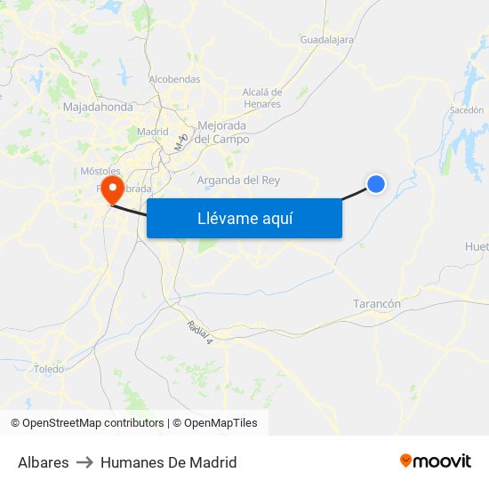 Albares to Humanes De Madrid map