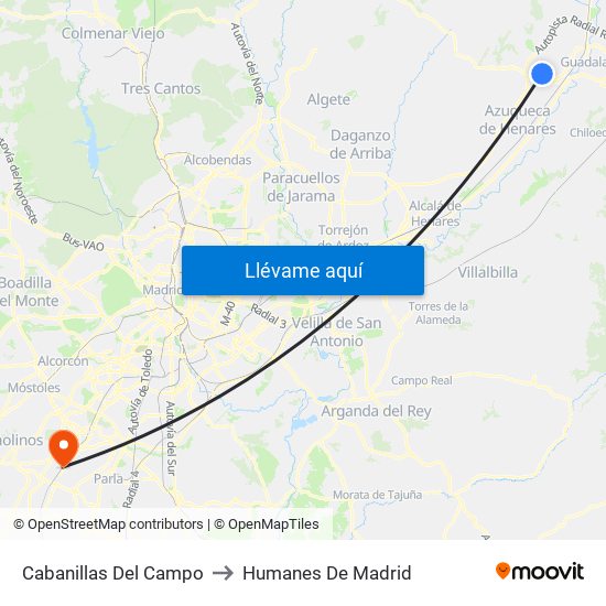 Cabanillas Del Campo to Humanes De Madrid map