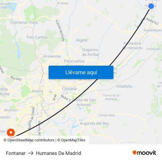 Fontanar to Humanes De Madrid map
