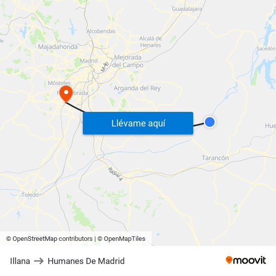 Illana to Humanes De Madrid map