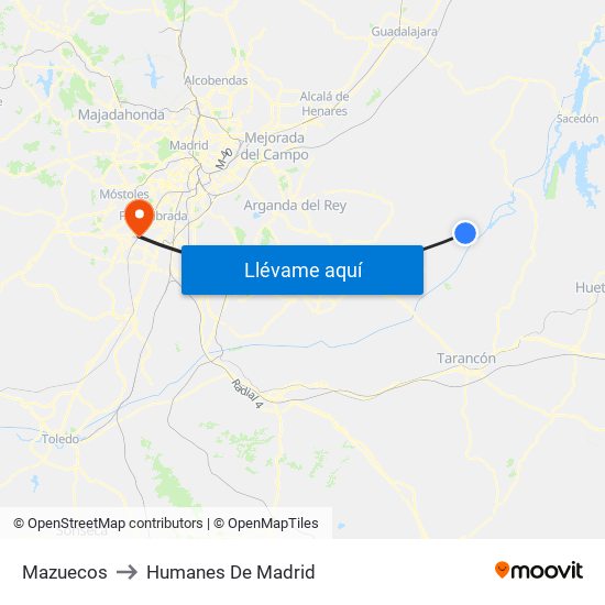 Mazuecos to Humanes De Madrid map