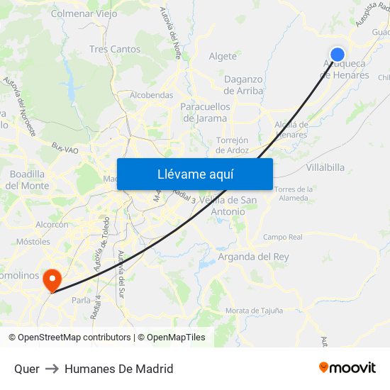 Quer to Humanes De Madrid map