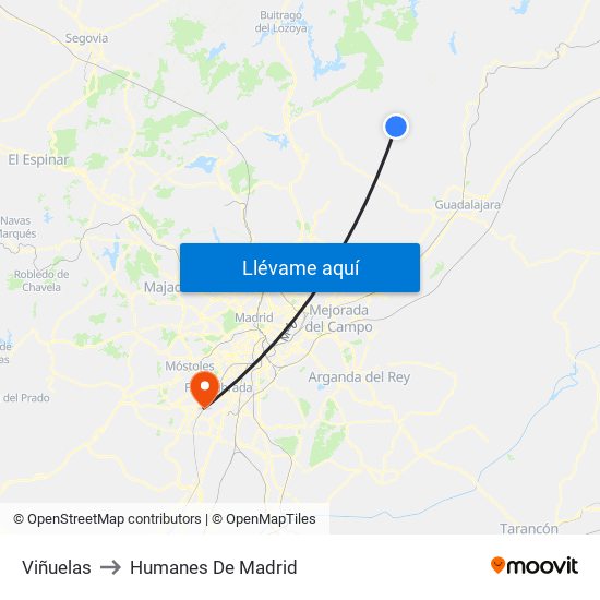 Viñuelas to Humanes De Madrid map