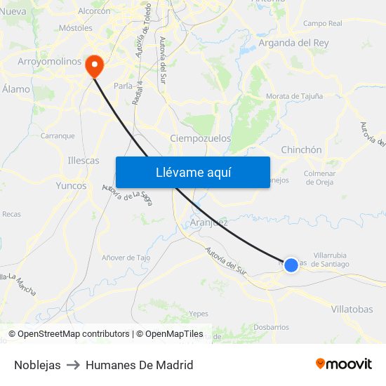 Noblejas to Humanes De Madrid map