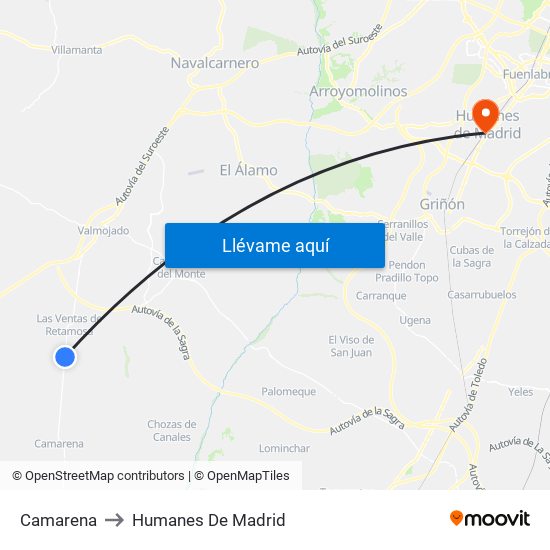 Camarena to Humanes De Madrid map