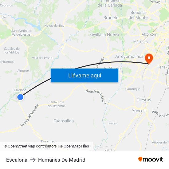 Escalona to Humanes De Madrid map