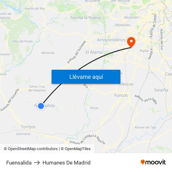 Fuensalida to Humanes De Madrid map