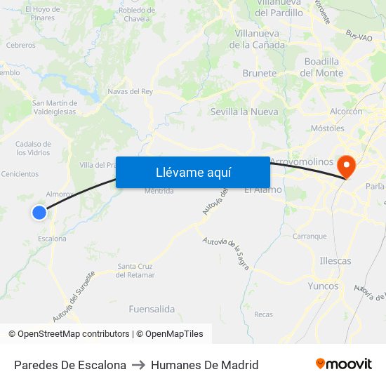 Paredes De Escalona to Humanes De Madrid map