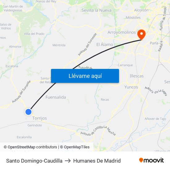 Santo Domingo-Caudilla to Humanes De Madrid map