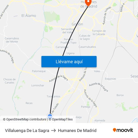 Villaluenga De La Sagra to Humanes De Madrid map