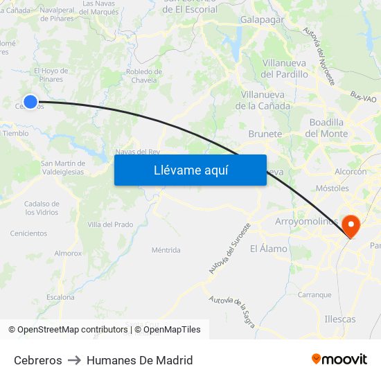 Cebreros to Humanes De Madrid map