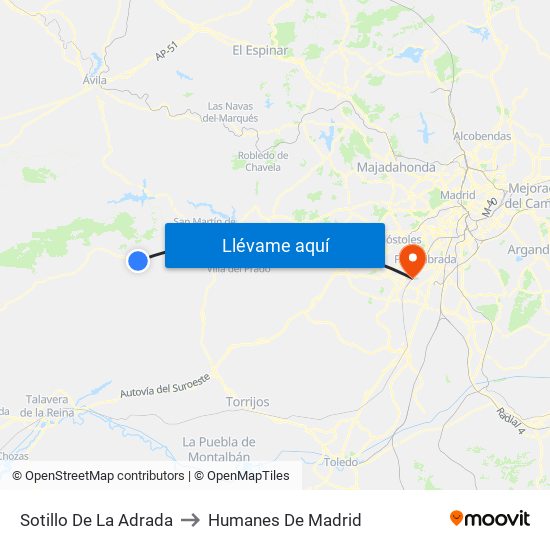 Sotillo De La Adrada to Humanes De Madrid map