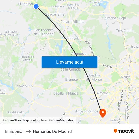 El Espinar to Humanes De Madrid map