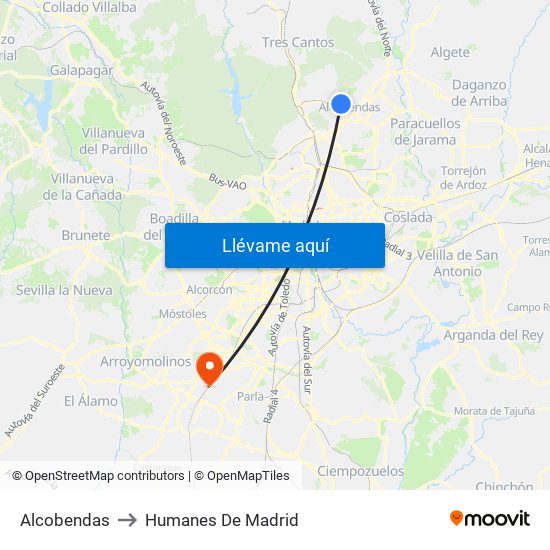Alcobendas to Humanes De Madrid map