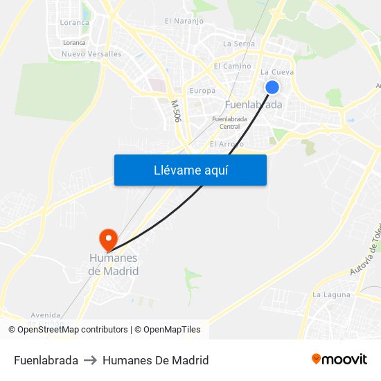 Fuenlabrada to Humanes De Madrid map