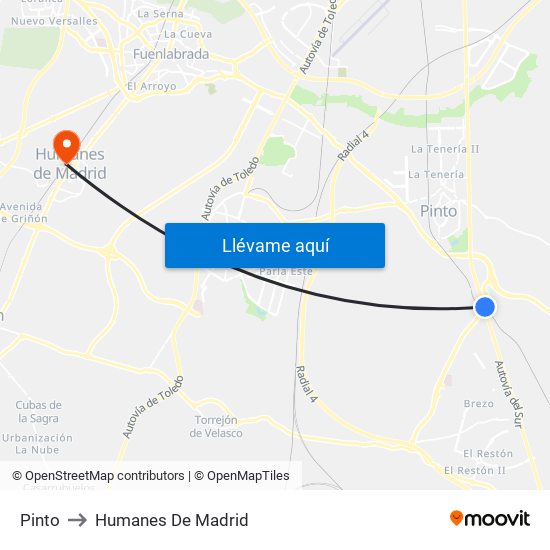 Pinto to Humanes De Madrid map