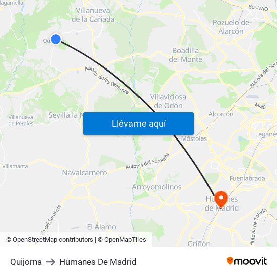 Quijorna to Humanes De Madrid map
