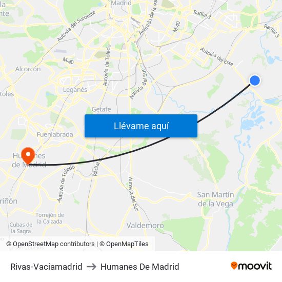 Rivas-Vaciamadrid to Humanes De Madrid map