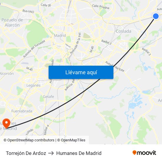 Torrejón De Ardoz to Humanes De Madrid map