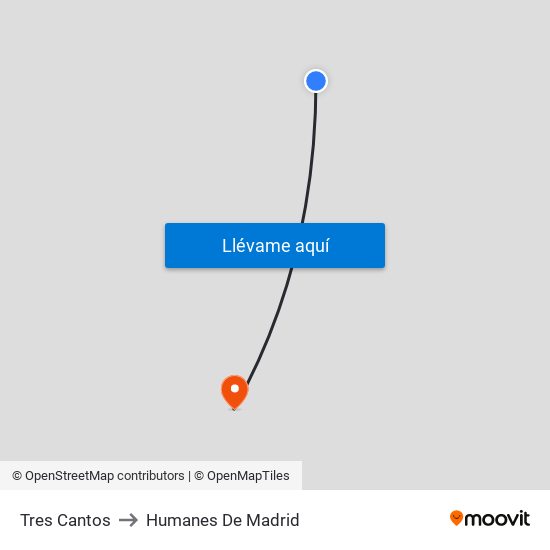 Tres Cantos to Humanes De Madrid map