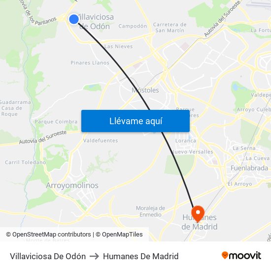 Villaviciosa De Odón to Humanes De Madrid map