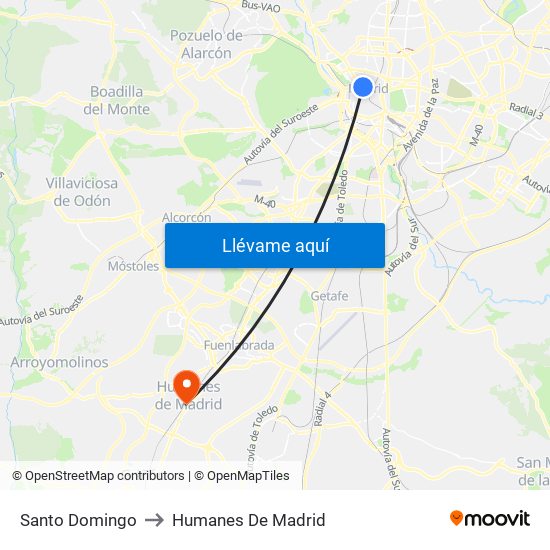 Santo Domingo to Humanes De Madrid map
