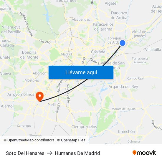 Soto Del Henares to Humanes De Madrid map