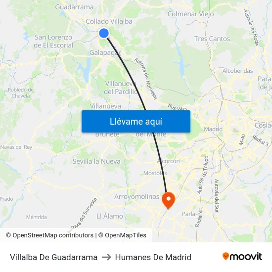 Villalba De Guadarrama to Humanes De Madrid map