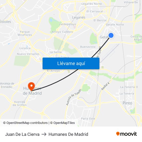 Juan De La Cierva to Humanes De Madrid map