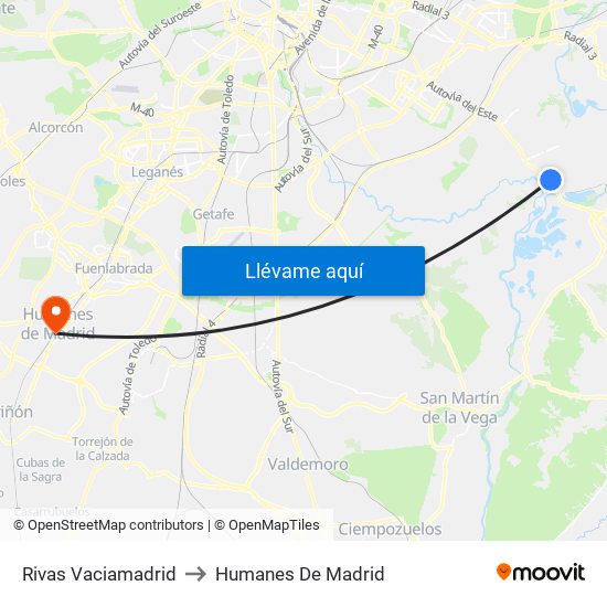 Rivas Vaciamadrid to Humanes De Madrid map