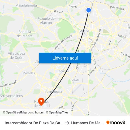 Intercambiador De Plaza De Castilla to Humanes De Madrid map