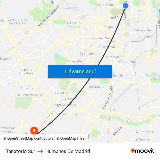 Tanatorio Sur to Humanes De Madrid map