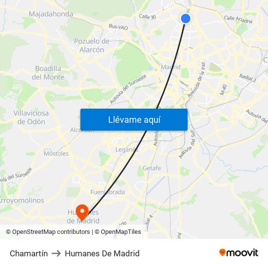 Chamartín to Humanes De Madrid map