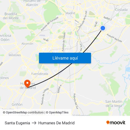 Santa Eugenia to Humanes De Madrid map