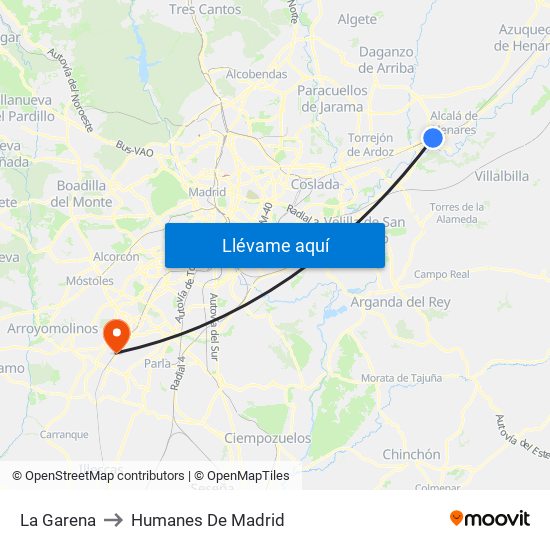 La Garena to Humanes De Madrid map