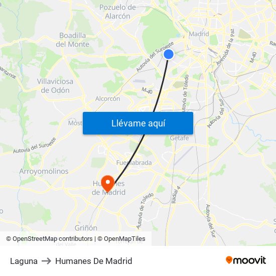 Laguna to Humanes De Madrid map