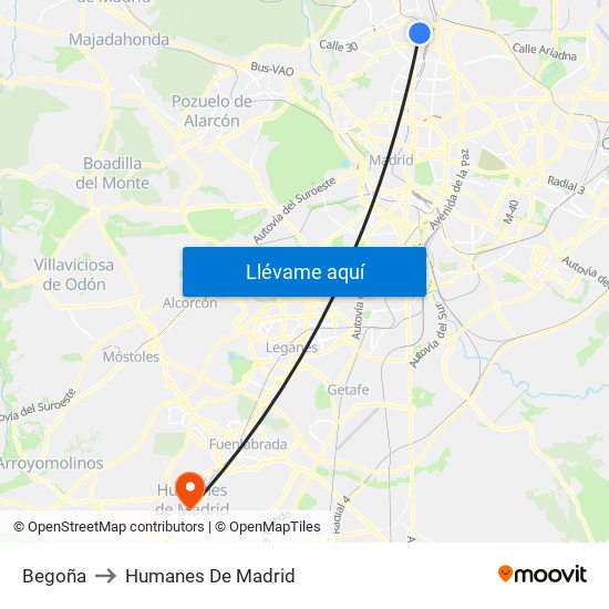 Begoña to Humanes De Madrid map