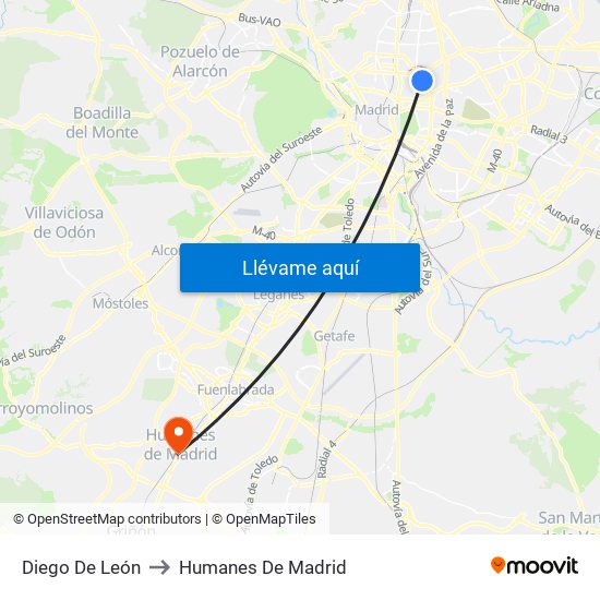 Diego De León to Humanes De Madrid map