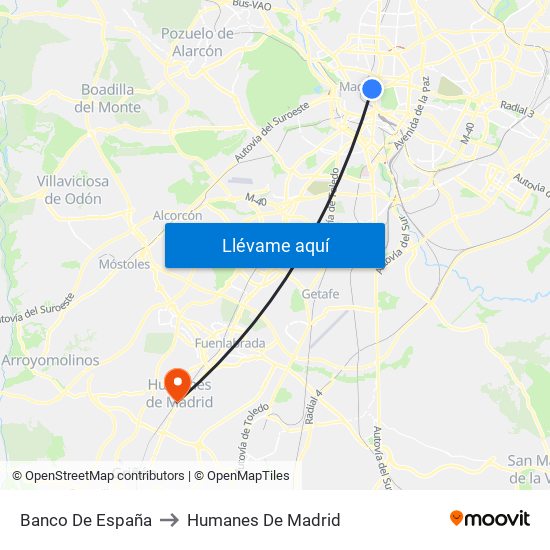 Banco De España to Humanes De Madrid map