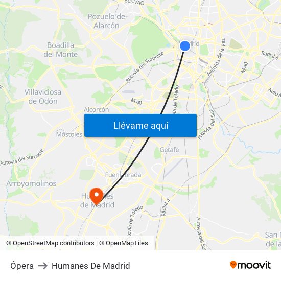 Ópera to Humanes De Madrid map