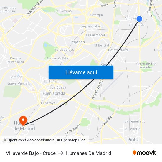 Villaverde Bajo - Cruce to Humanes De Madrid map